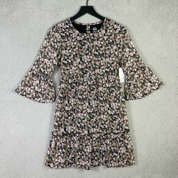 Wonder Nation Girls Floral Mini Dress Bell Sleeves Size L Multicolor NEW - Picture 2 of 12
